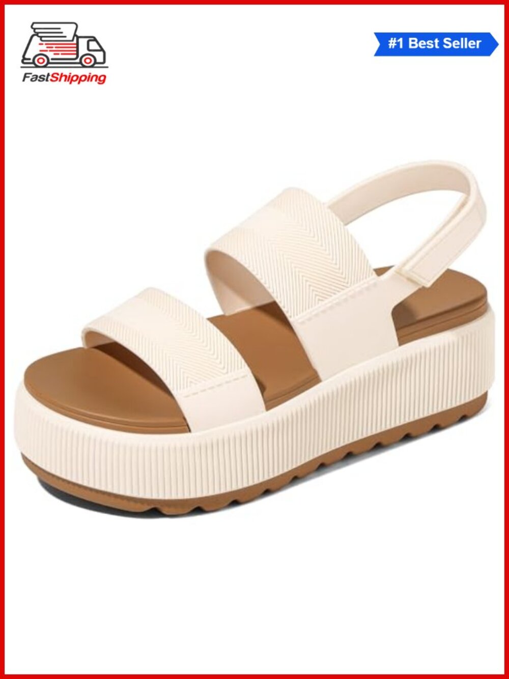 Women's Platform Water Sandals Chunky Lug Sole Open Toe Hook & Loop Beach